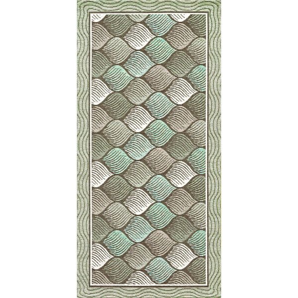 Tappeto Passatoia Runner Cucina Antiscivolo Corsia Lavabile Style Verde,  misura55x80coloreVerde